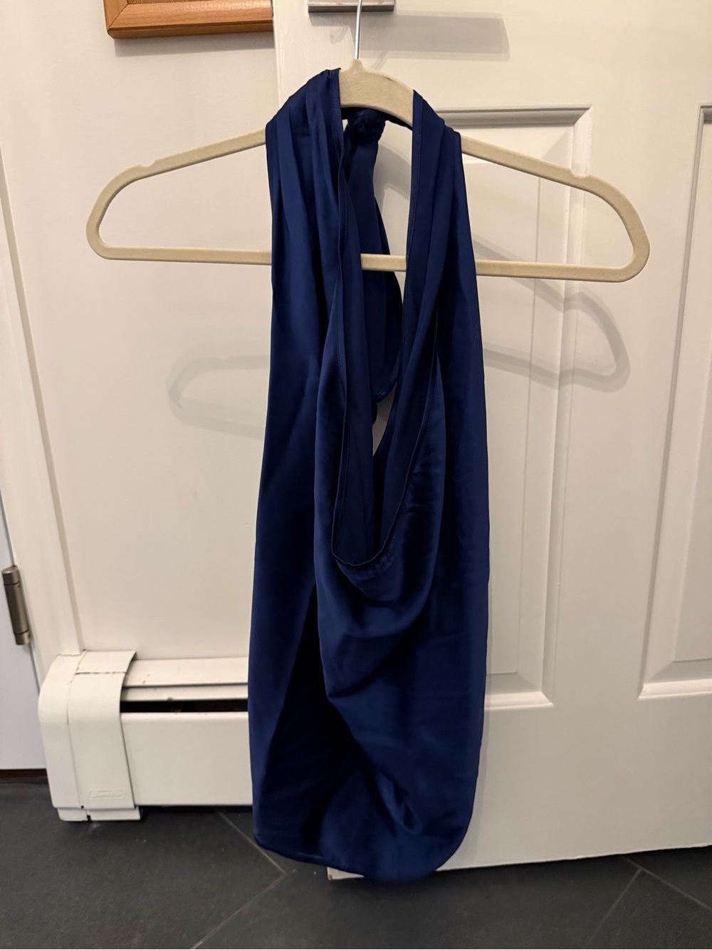 Navy Blue Satin Halter Top